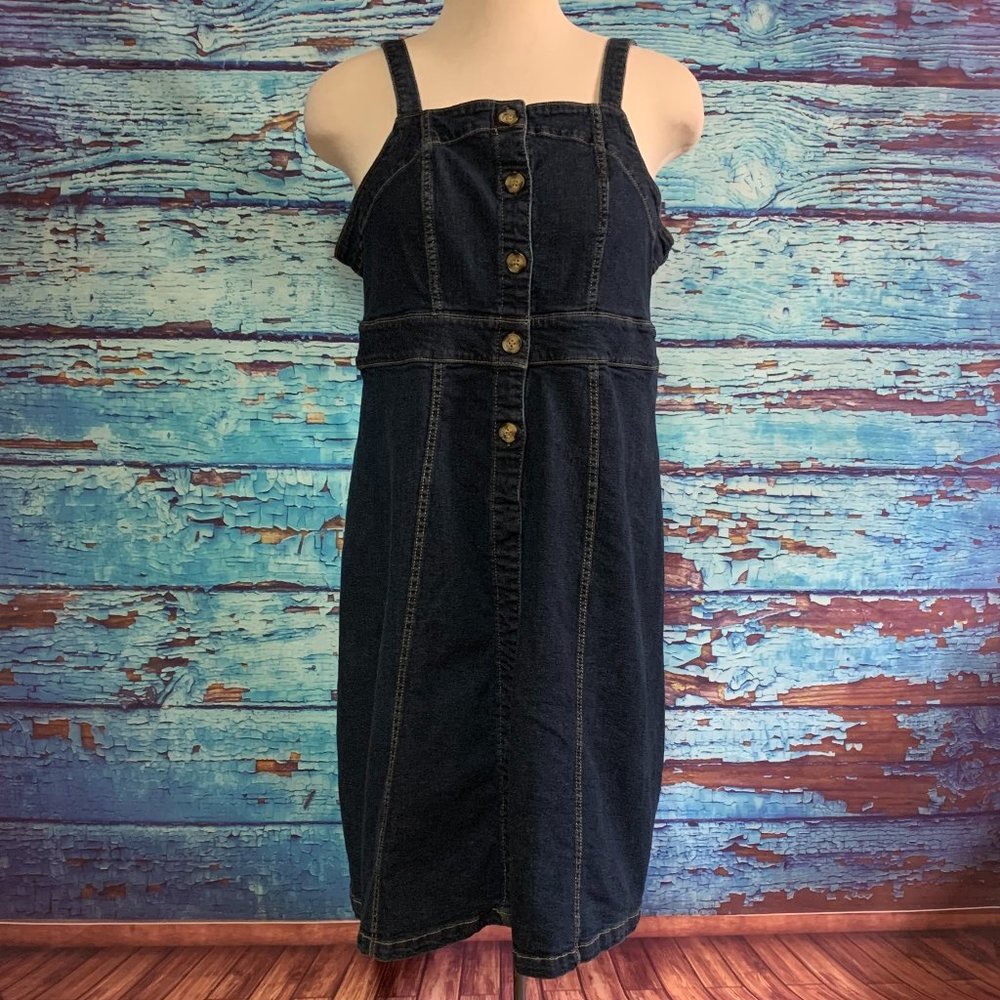 WEinfluence Sleeveless Denim Button Up Dress